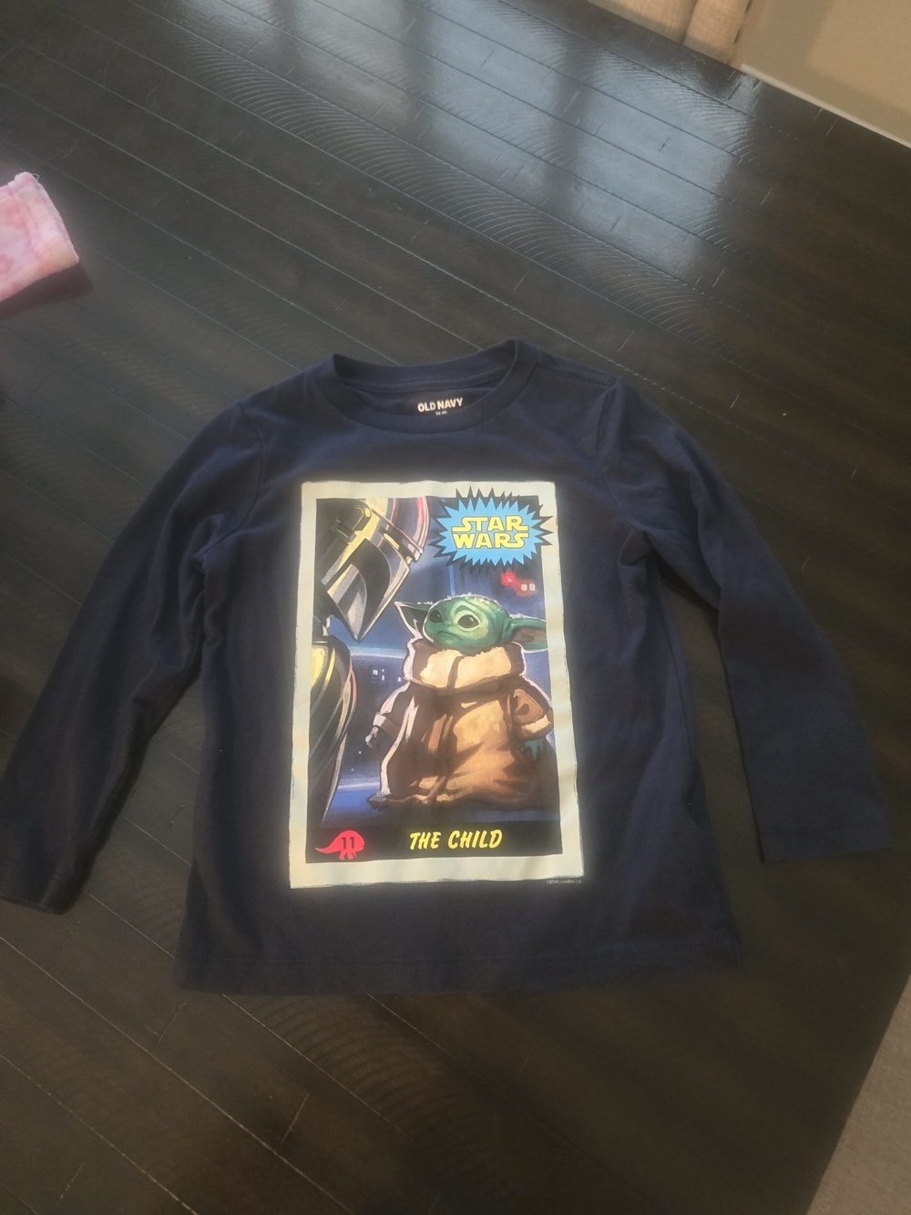 Old Navy Navy Blue Long-Sleeve Tee with Grogu Star Wars Graphic